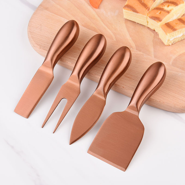 4pcs Rose Gold Cheese Knife Set