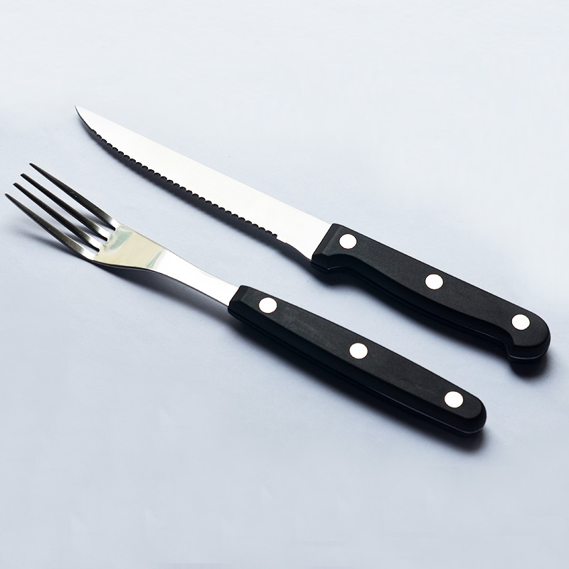 Steak Knife And Fork Plastic Handle