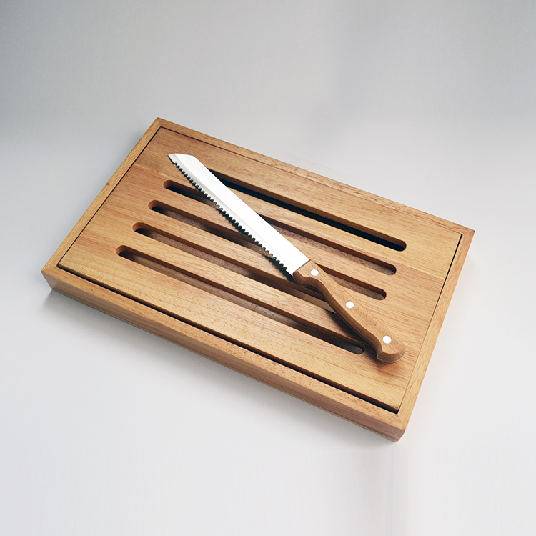 Acacia Wood Chopping Board with Bread Knife