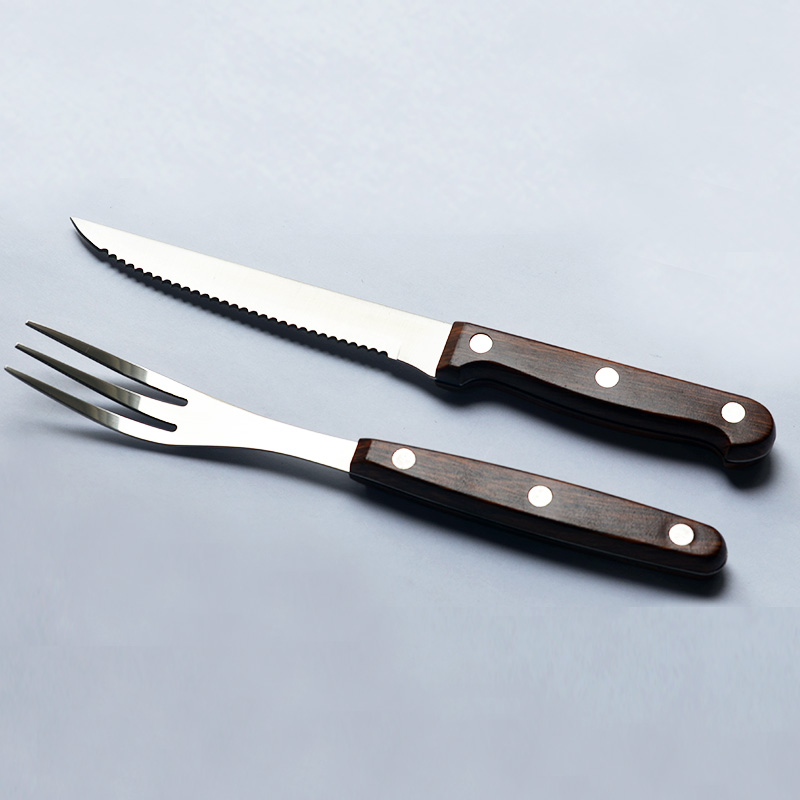 Plastic Handle Steak Knife And Fork S/2