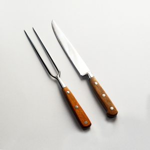 Stainless Steel Carving Knife And Fork Wood Handle