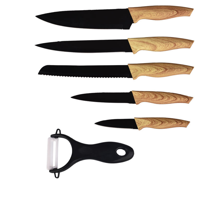 Kitchen Knife Set With Plastic Coating Handle
