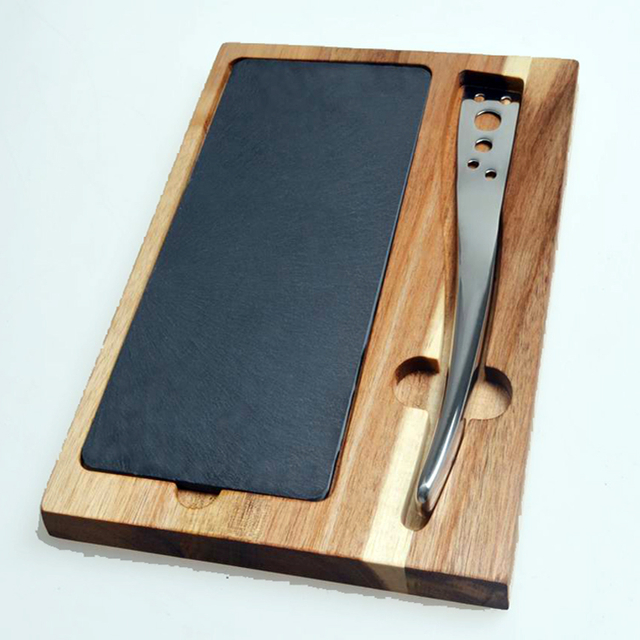 Slate Wooden Cutting Board With Knife