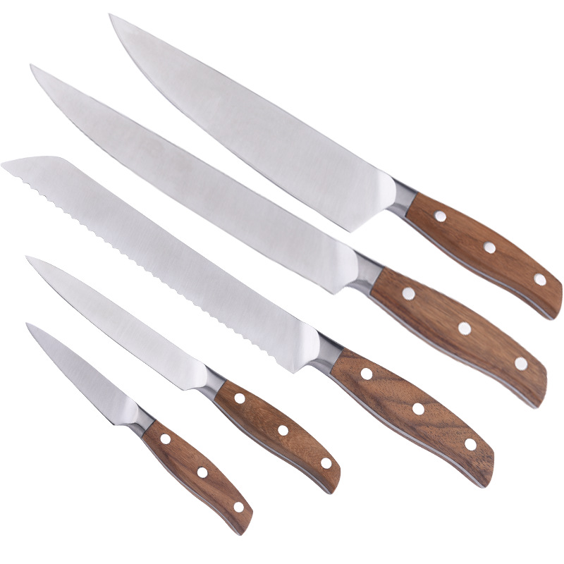5pcs Kitchen Knives Set Wood Handle