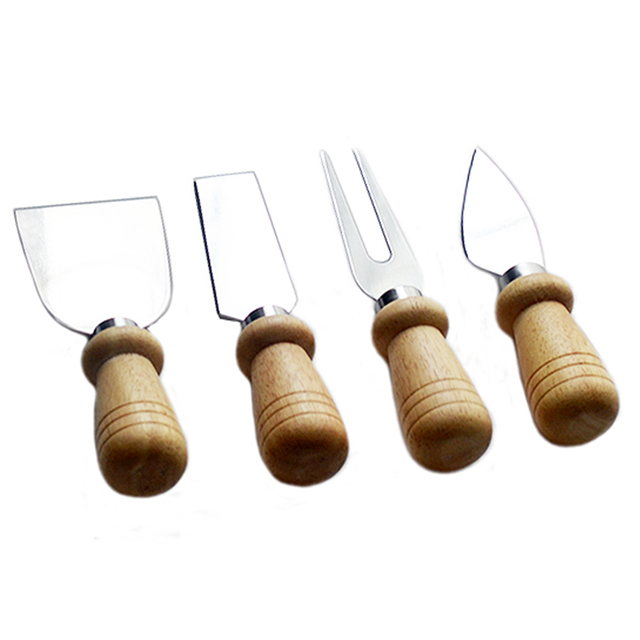 Rubber Wood Handle Cheese Knife Set