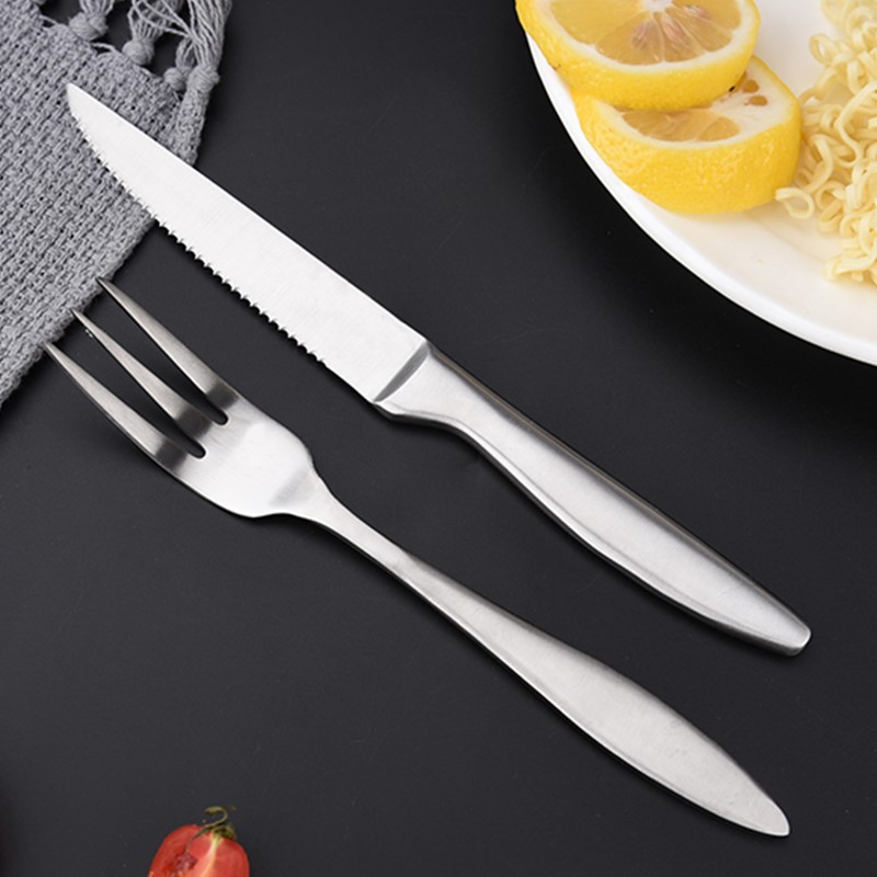 Solid Handle Steak Knife And Fork Set