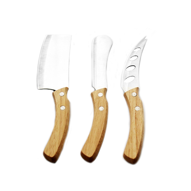 Rubber Wood Handle Cheese Knives Set