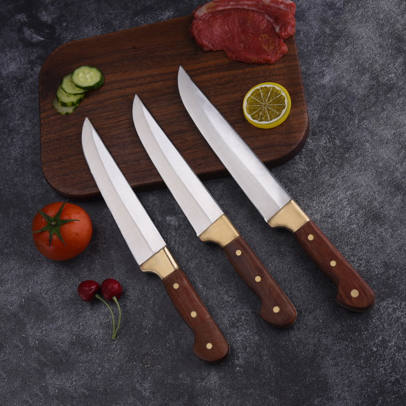Wooden Handle Kitchen Knives S/3