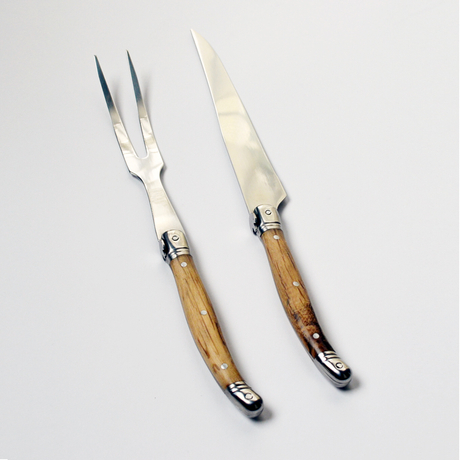 Wood handle carving knife and fork