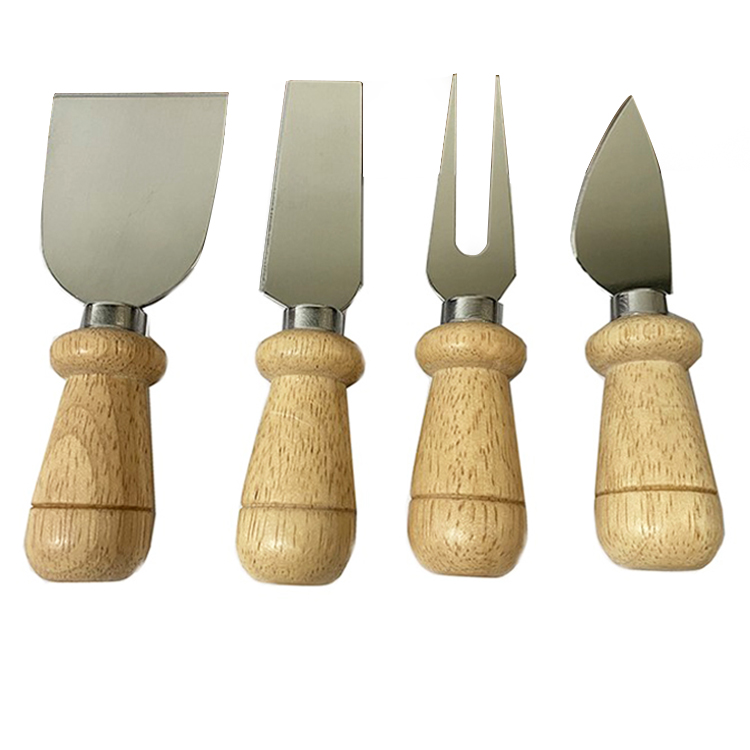 Wood Handle 4pcs Cheese Knife Set