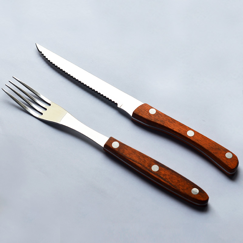 Steak Knife And Fork Set Wood Handle