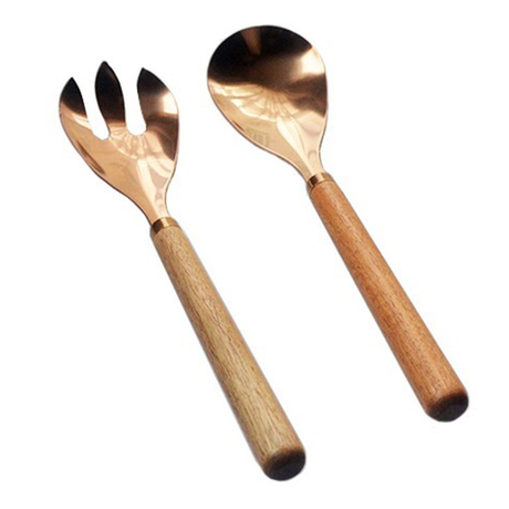 Wood Handle Salad Set S/2